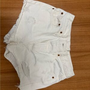 White Distressed Women's Shorts